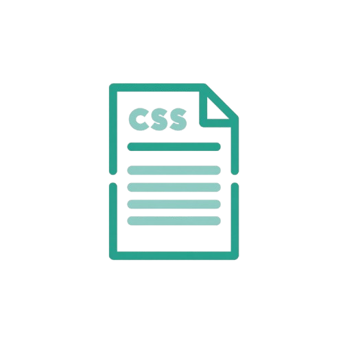 A teal document icon with the letters 'CSS' on a plain white background.
